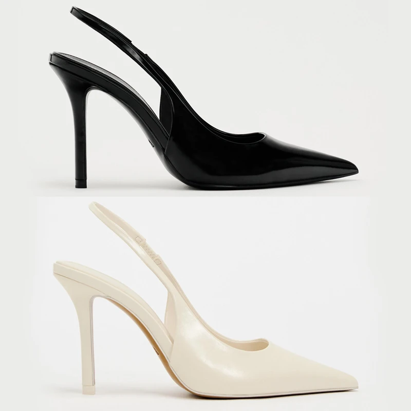 

Spring New Arrival Women's Black Slip-On High Heel Mule Shoes Work Commute Sandals Heel Fashionable Youth PU Material