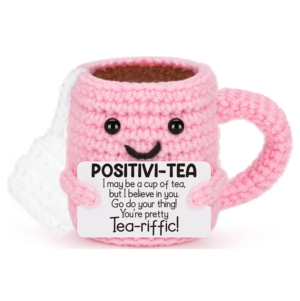Christmas Crochet Teacup, a Friendship Gift for Best Friends, Suitable for Best Friends' Birthdays, Gift Exchanges, Stocking Stuffers, Etc., Cute and Small Handmade Emotional Teacup, Desktop Decoration