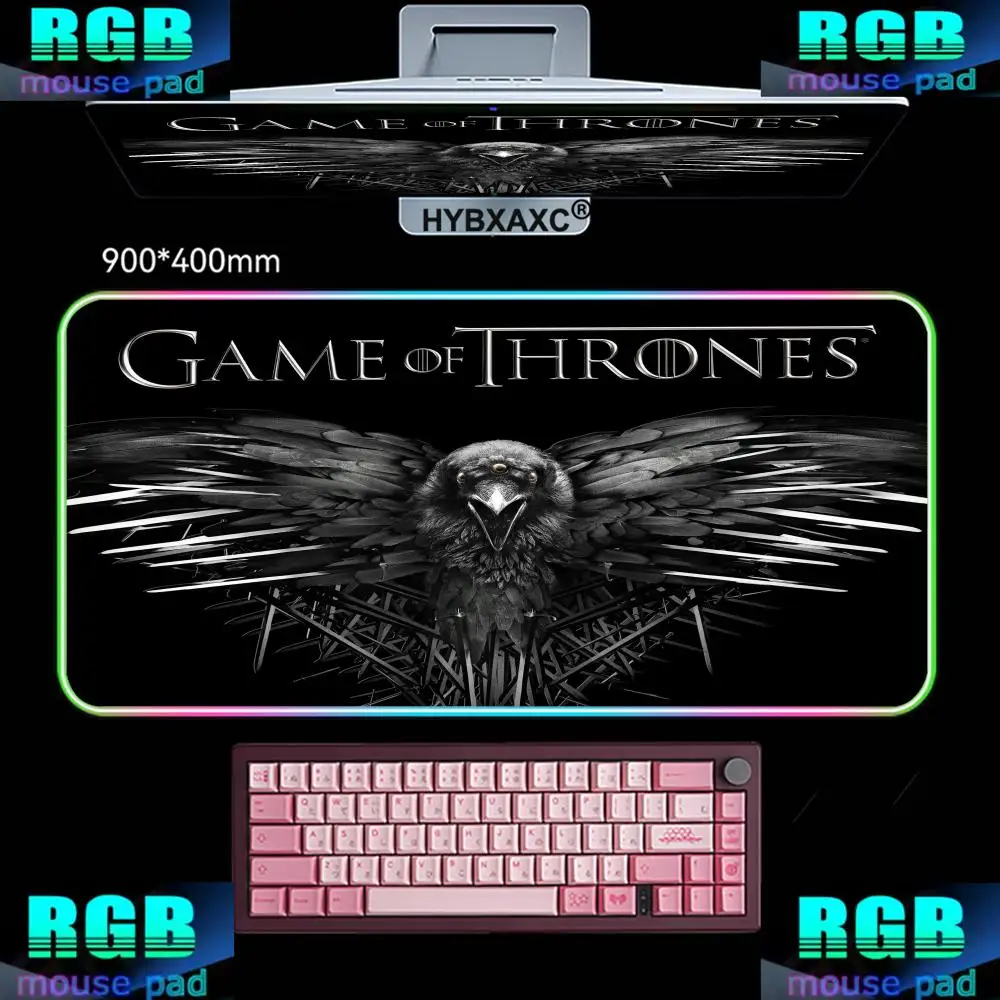 

RGB LED HD Game Of T-Thrones Mouse Pad Rubber Mat Laptop Xxl Mousepad Notebook Gamer Computer Table Gaming Accessories XAXC