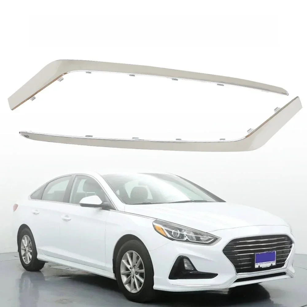 

Pair Front Bumper Lower Fog Trim Chrome Molding For 2018-2019 Hyundai Sonata 2PC