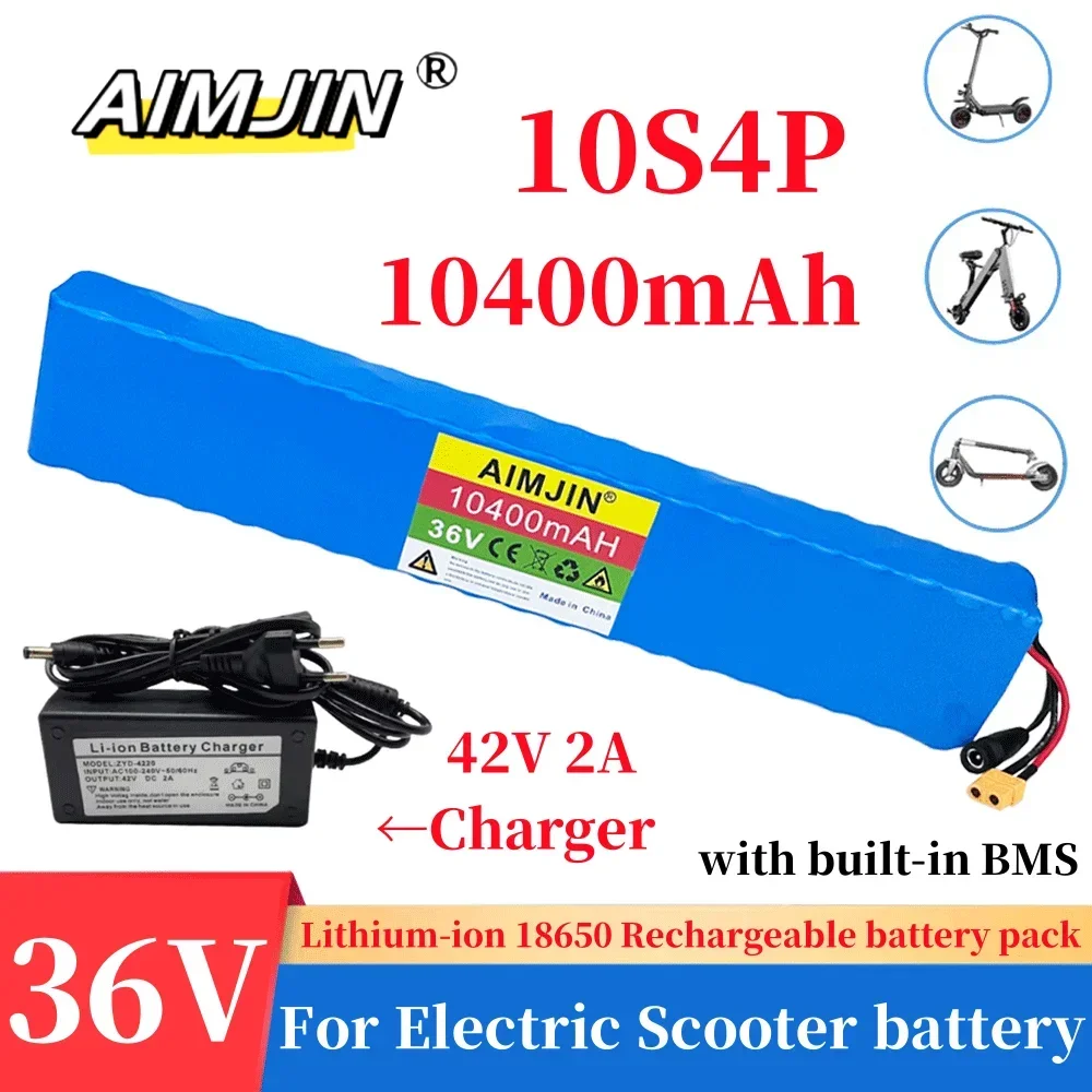 

36v 10400mah 18650 Li-ion Battery Pack 10s4p 500W High Power Modified Bicycle Scooter Electric Vehicle with BMS+42V Charger