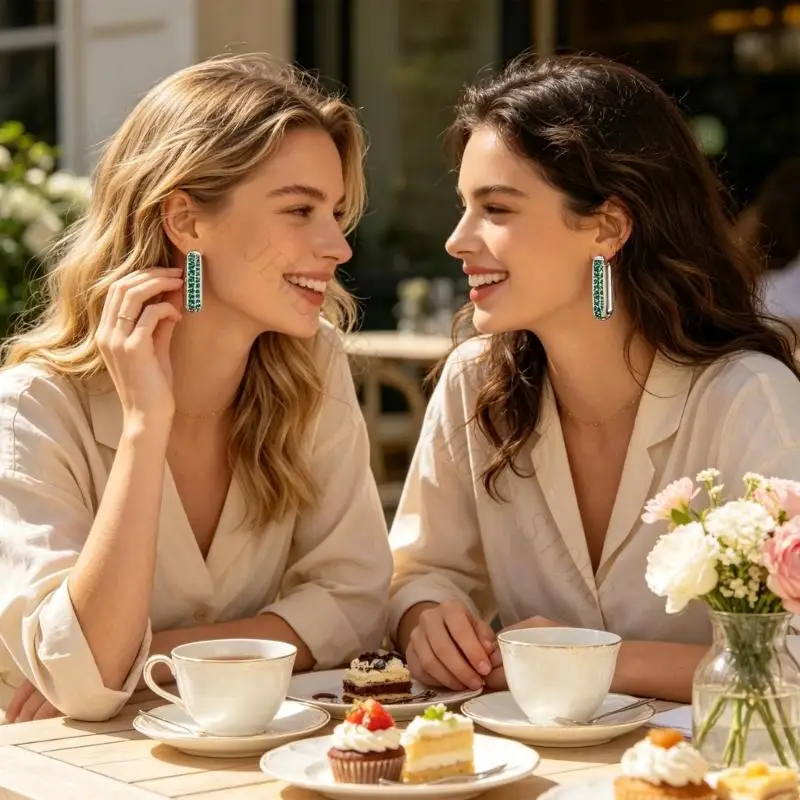 R7UF Stainless Steel Zircon Earrings With Secure Clip Closure Handmade Earrings Accessories For Everyday Wear