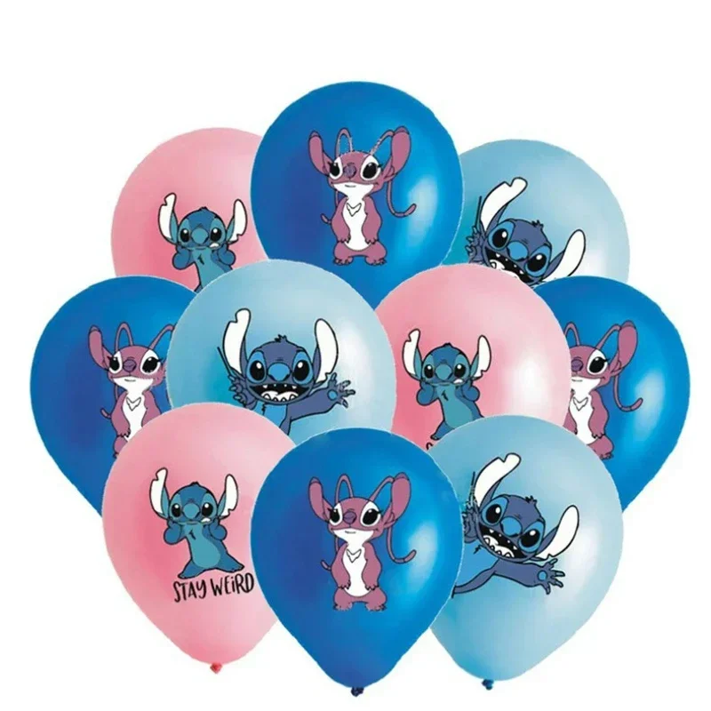 Disney-Juego de globos de látex con temática de Lilo & Stich para niños, suministros de utilería para decoración de fiesta de cumpleaños, Kawaii Stitch, 18 piezas