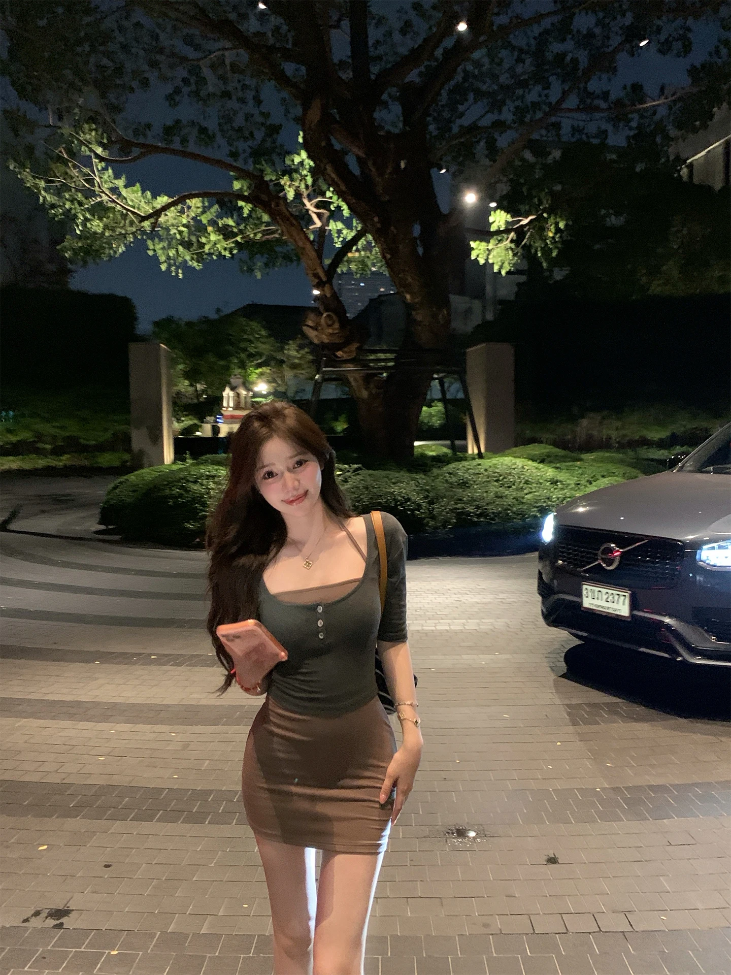 

Платье JiaNan Chen NNS2026 в корейском стиле с цветовыми блоками, средней длины рукавов, облегающее, имитация двух частей, для повседневной носки, весна 2026