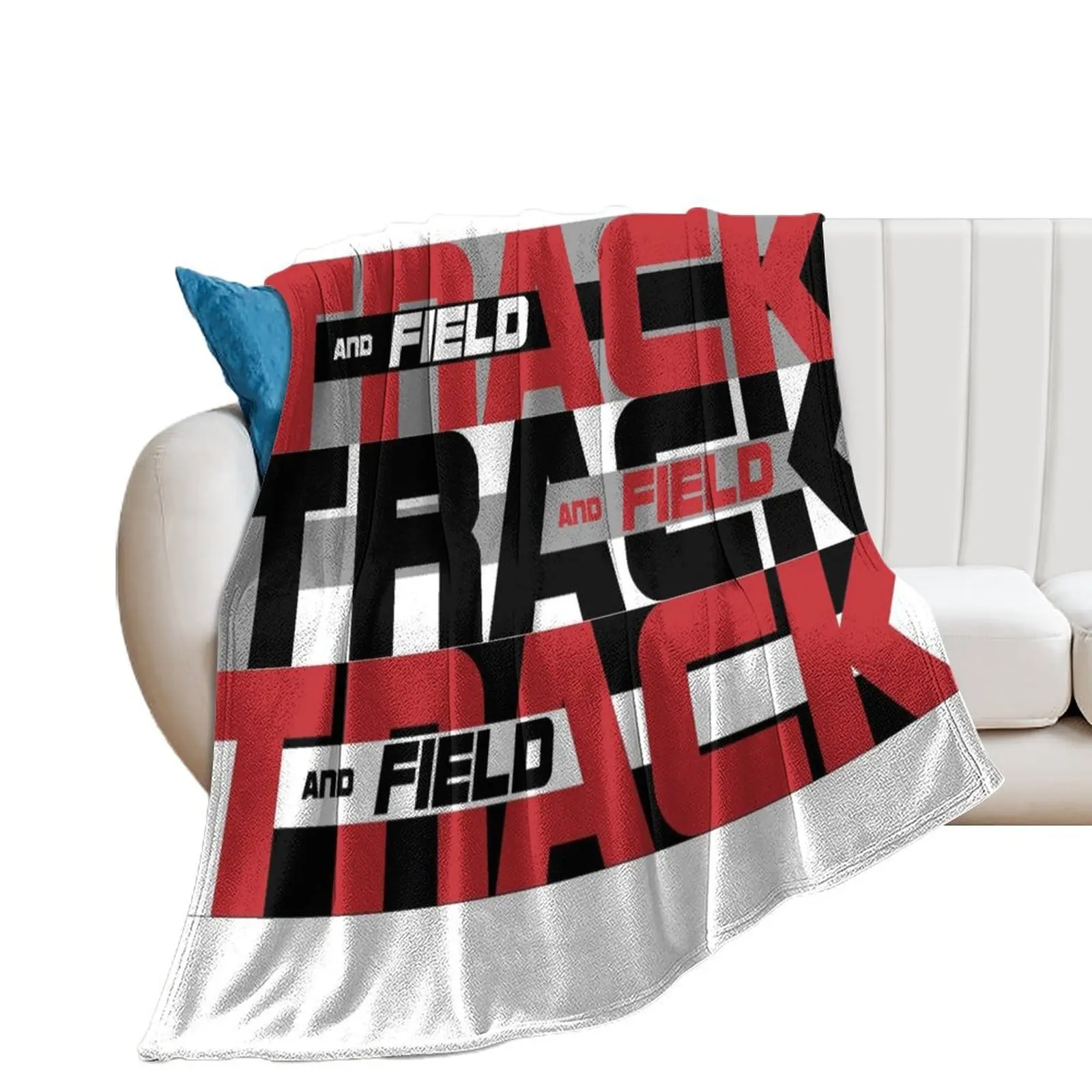 Track and Field Tri-Color Throw Blanket Flannel Fabric Plaid Tourist Plaid on the sofa Blankets