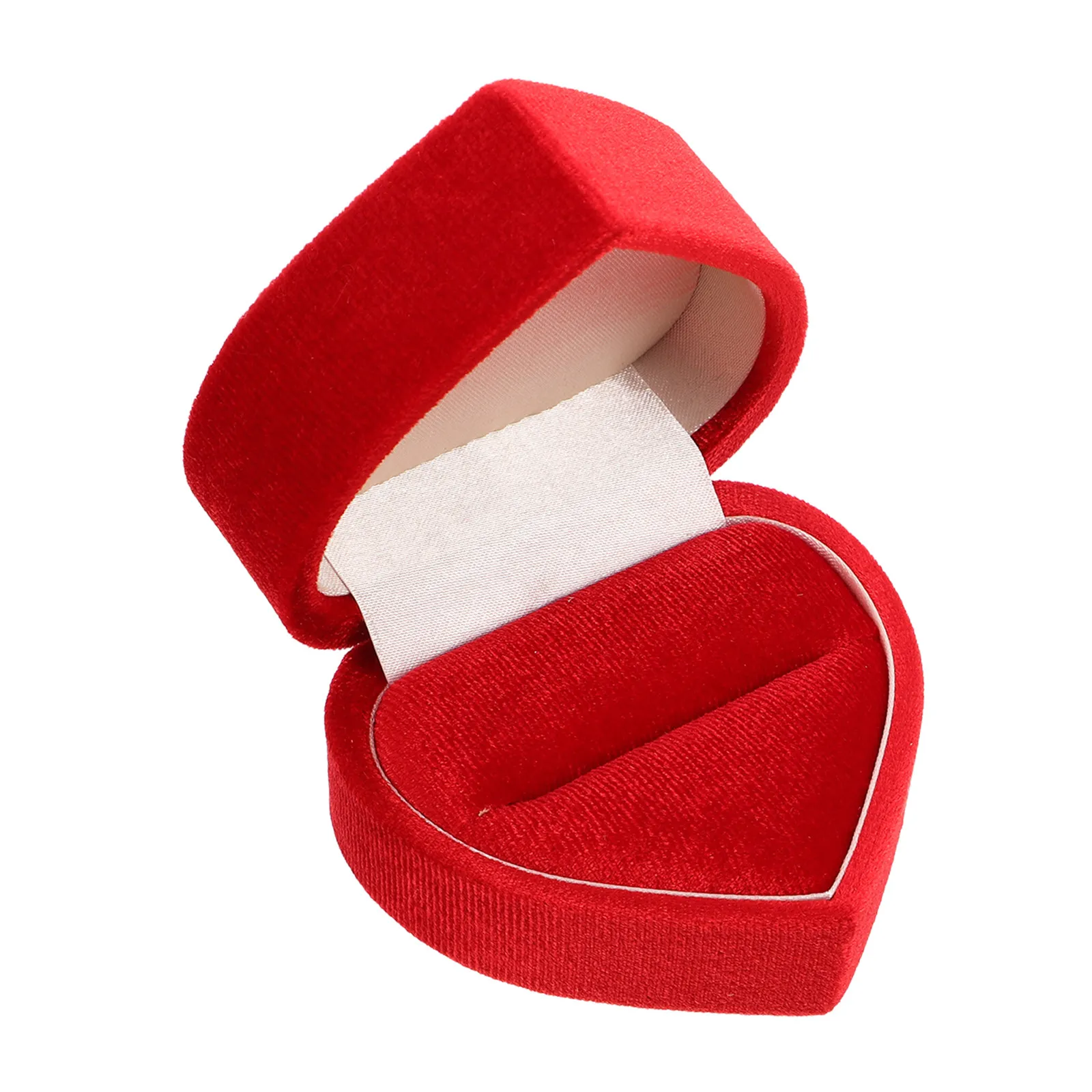 

Heart Shaped Jewelry Box Ring Holder Single Slot Engagement Ring Case Wedding Proposal Ceremony Organizer Soft Interior