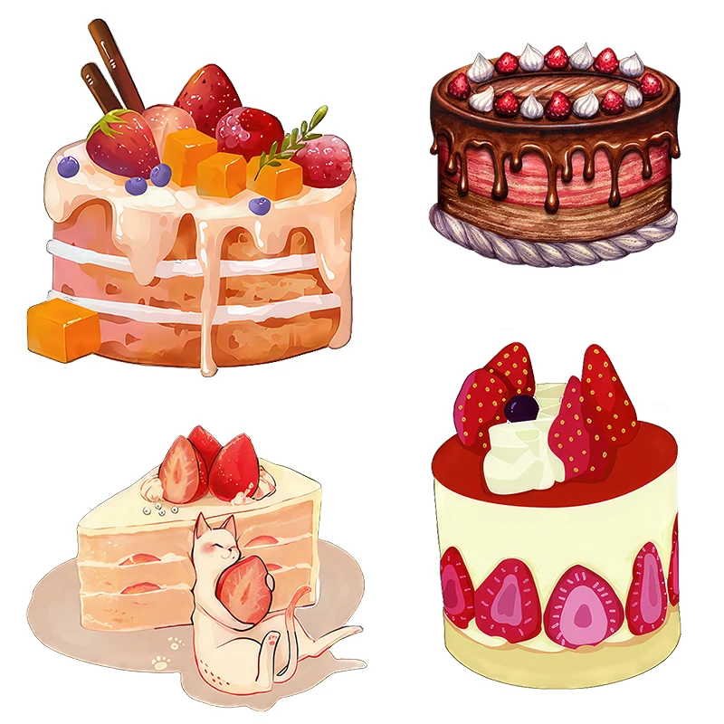 Three Ratels CO77 Cute cartoon cake refrigerator  kitchen waterproof sticker dessert shop decoration