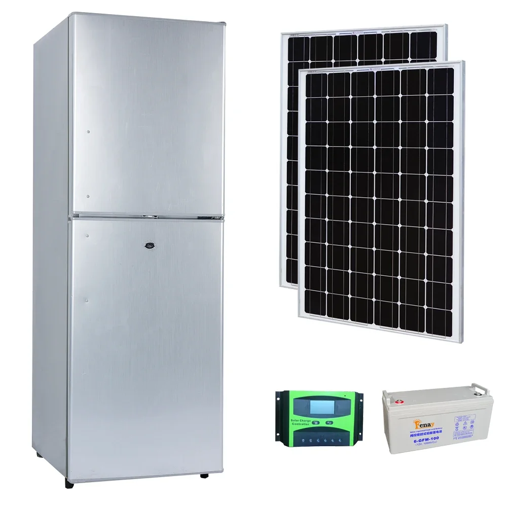 Home Double Door Top-freezer DC 12v Solar Fridge Refrigerator for Sale