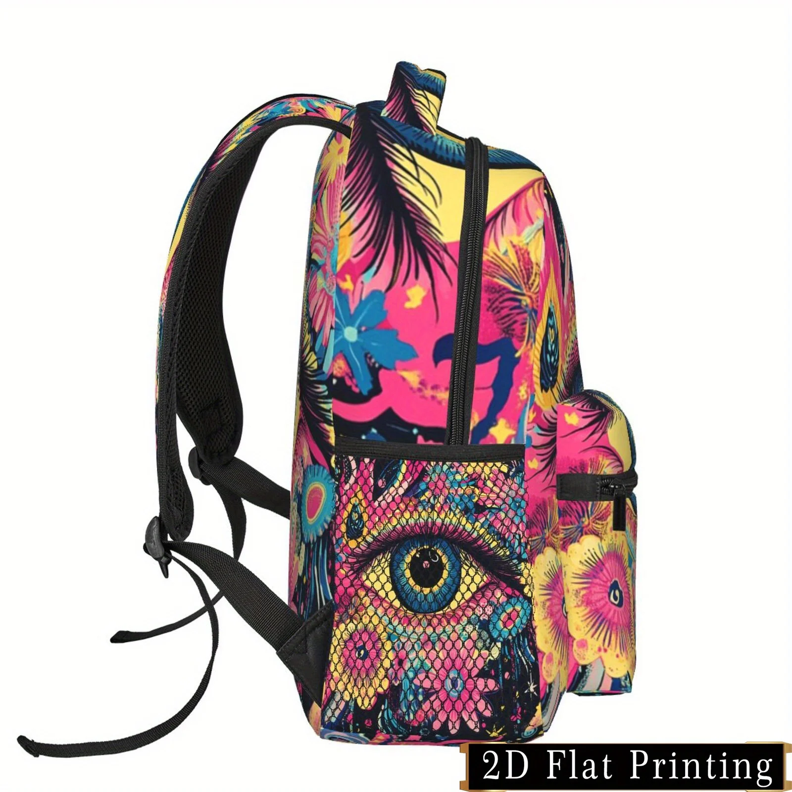 Floral Eye Art Print Pattern Shoulder and Waist Protection Design Backpack Fashionable IPad Laptop Bag with Large Capacity