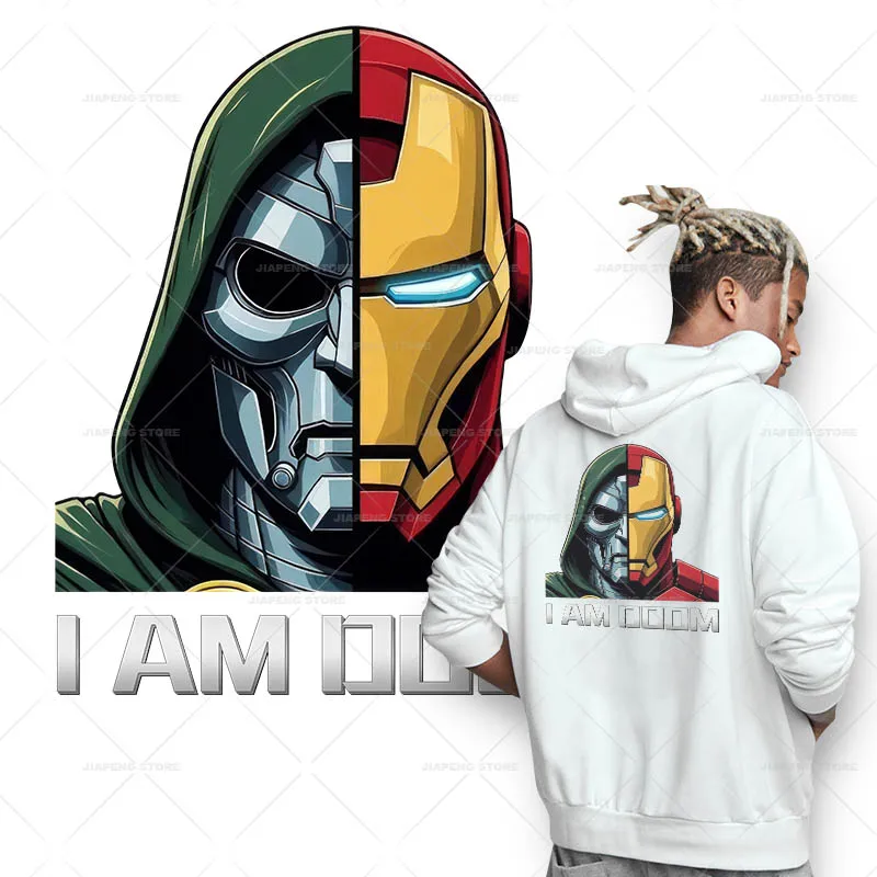 Doctor Doom Thermal Stickers For Clothes Tony Stark Iron on Heat Transfer Iron Man Patches Iron on Transfer For Clothing
