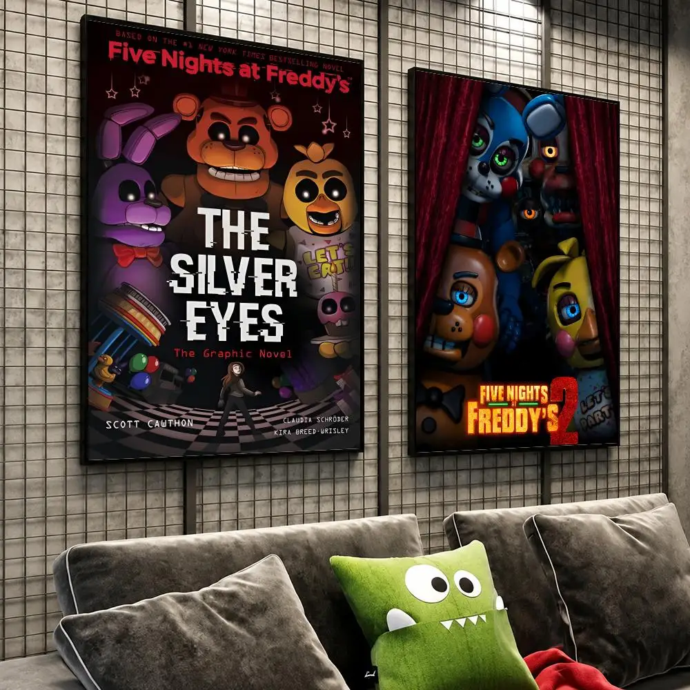 Game Horror Five Nights at Freddy's Poster HD Self-Stick Wall Decor Bedroom Dorm Office Gaming Garage Bathroom Gift