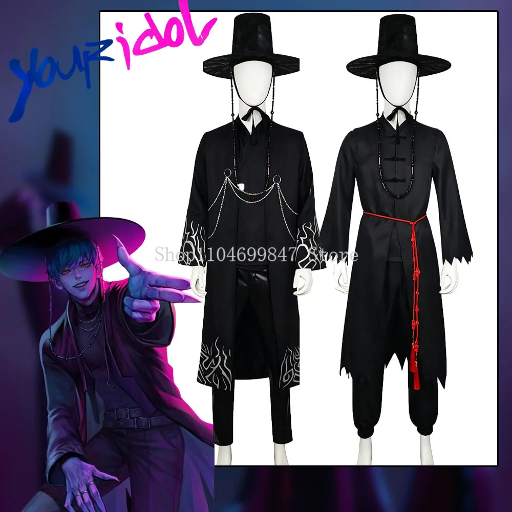 

Kids Saja Boys Jinu Baby Abby Kpop Demon Hunters Cosplay Costume Halloween Printed Kimono Set Show Party Clothes Hat for Boys