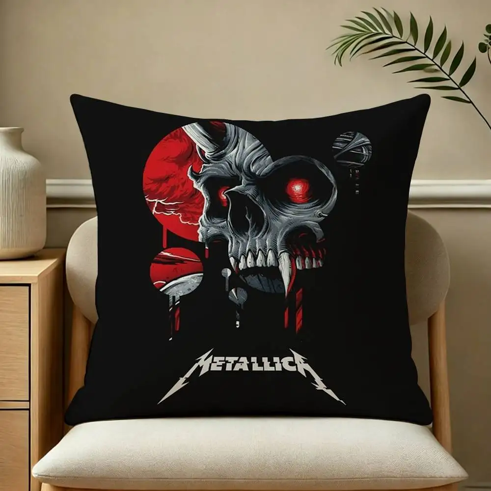 Classic Band M-METALLICA Pillow Case Square Double-Sided Sofa Cushion Cover Bedroom Bedside Pillow