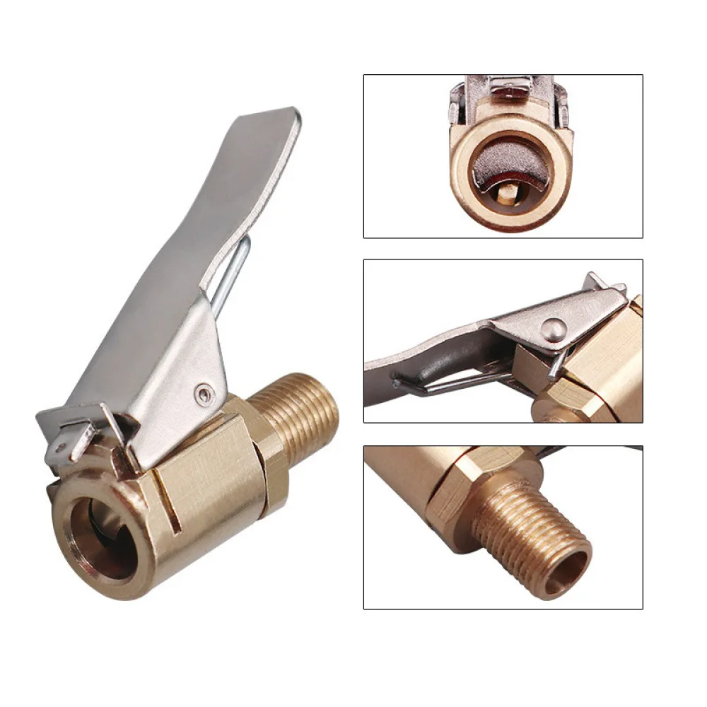 Auto Tire Inflator Nozzle Connector With Deflation Valve Brass Threaded Adapter For Car Air Pump Hose American Valve