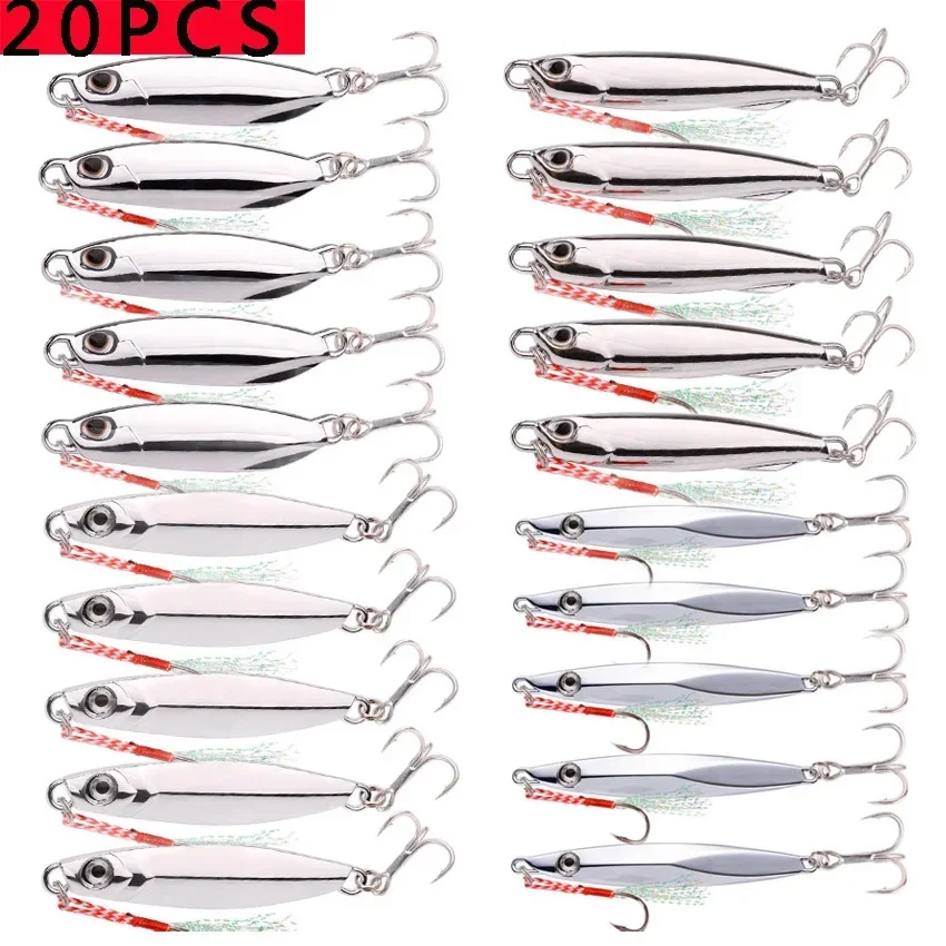 

20PCS Metal Jig Lures Spinner Fishing Bait Set 30G40G60G80G Bass Fishing Accessories Saltwater Lures Fish Wobblers For Trolling