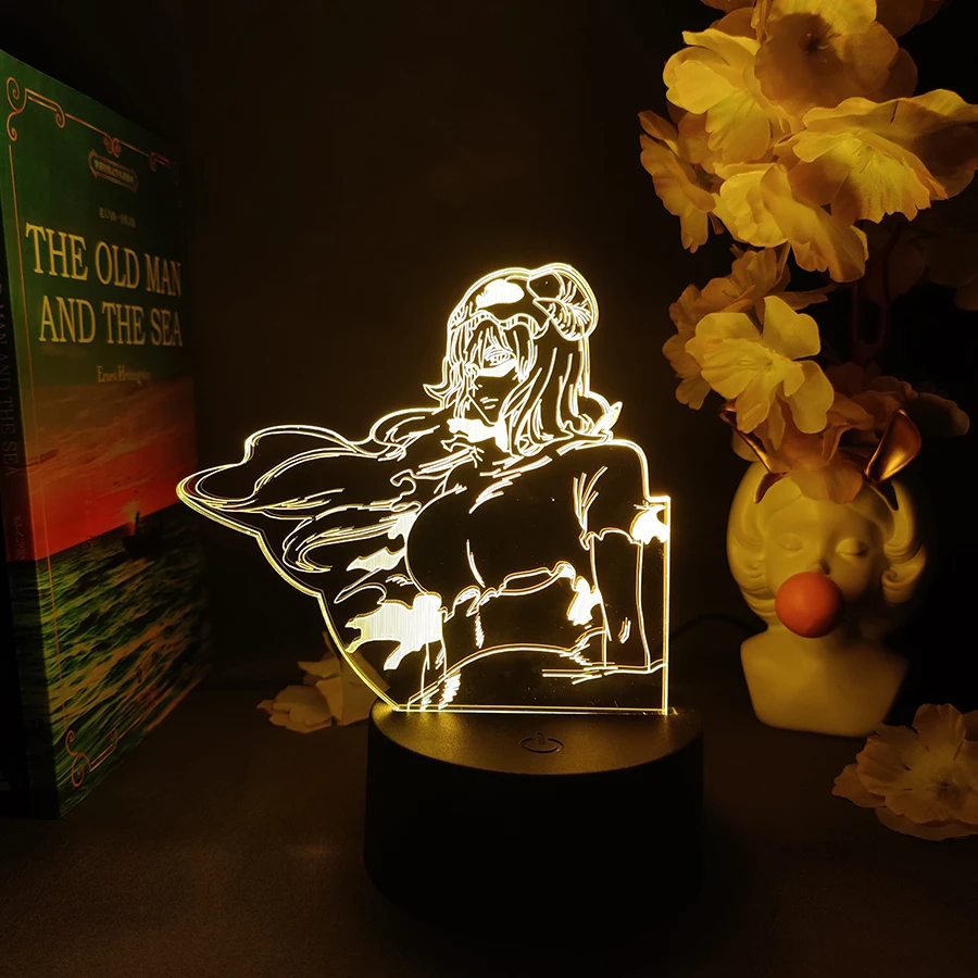 Nelliel Tu Odelschwanck ثلاثية الأبعاد الوهم تمثال ضوء الليل للأطفال غرفة نوم الديكور هدية عيد الميلاد الرائعة لمحبي أنيمي الفضاء الإضاءة