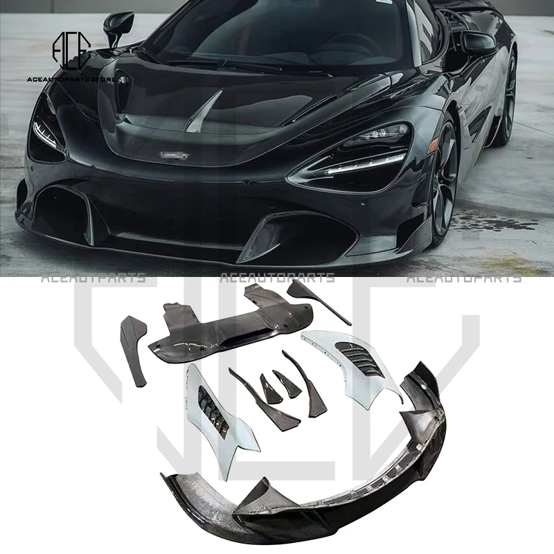 For 720S Vors Style Carbon Fiber Body Kit Car Front Lip Rear Diffuser Fender Side Skirts For Mclaren 720s