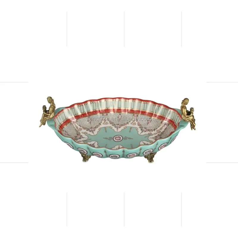 Luxury Ceramic Dried Fruit Tray New Design Home Decoration Snack Plate Porcelain Serving Dish for Living Room Fast Reply New