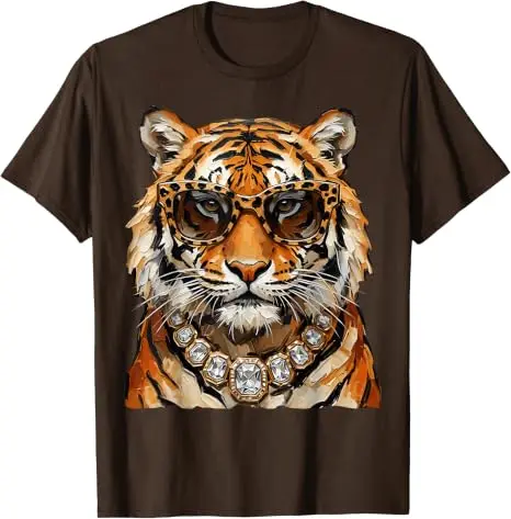 Cooles Tigerroar-Leoparden-Sonnenbrillen-T-Shirt, lustiges Y2k-Kunst-Ölgemälde, ästhetische Kleidung für Frauen und Männer, Persönlichkeits-T-Shirt, Geschenke – Detail 10