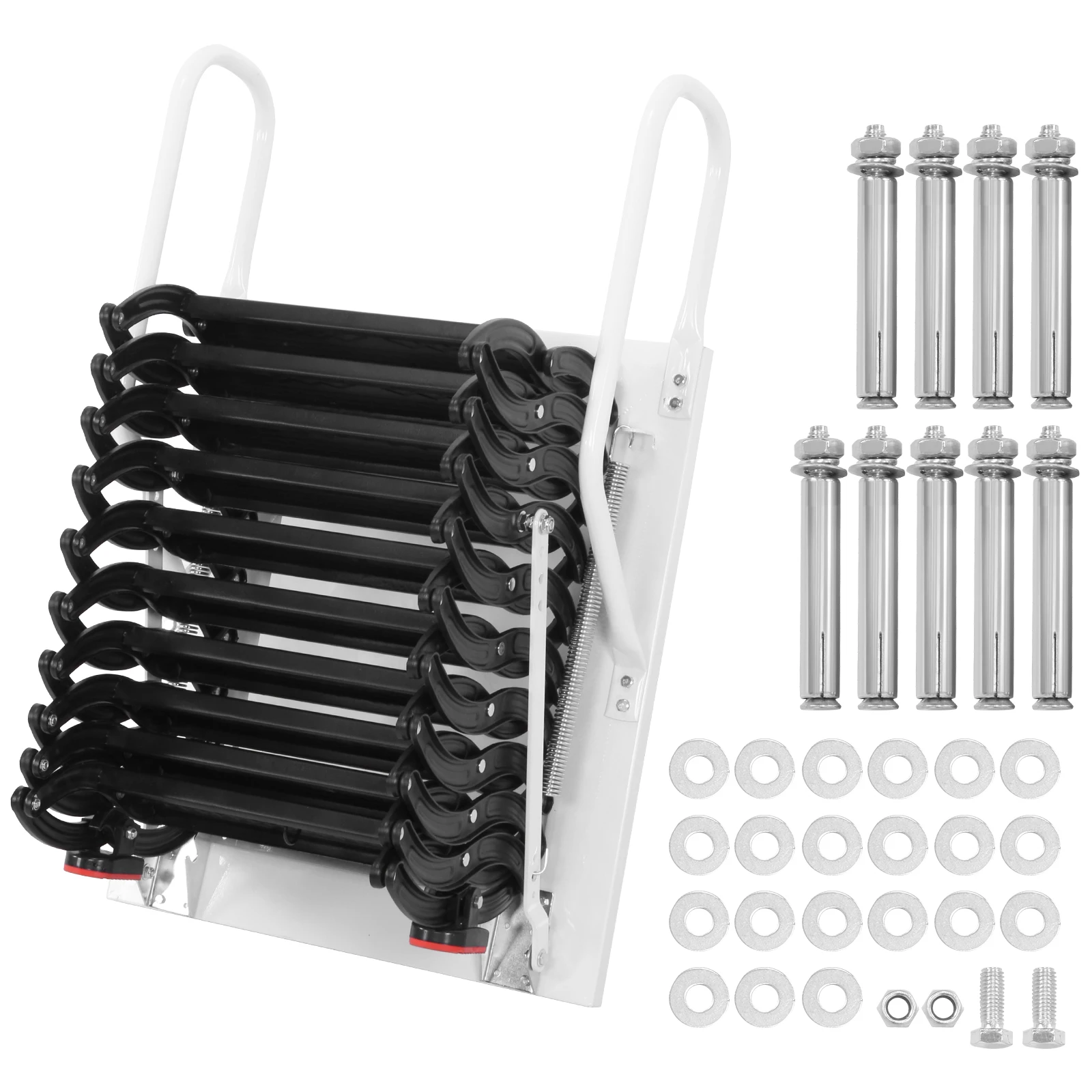 

Ceiling Mounted Attic Ladder Pull Down System Manganese Steel Attic Staircases 440LBS Capacity for Garages/Roofs/Basements