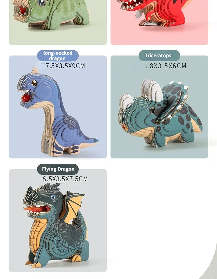 3D-Puzzles für Kinder, Jurassic World, Dinosaurier, Lernspielzeug, Papiertier, Puzzle, Cartoon-Modell, Spielzeug, Geschenk zum Kindertag – Detail 8