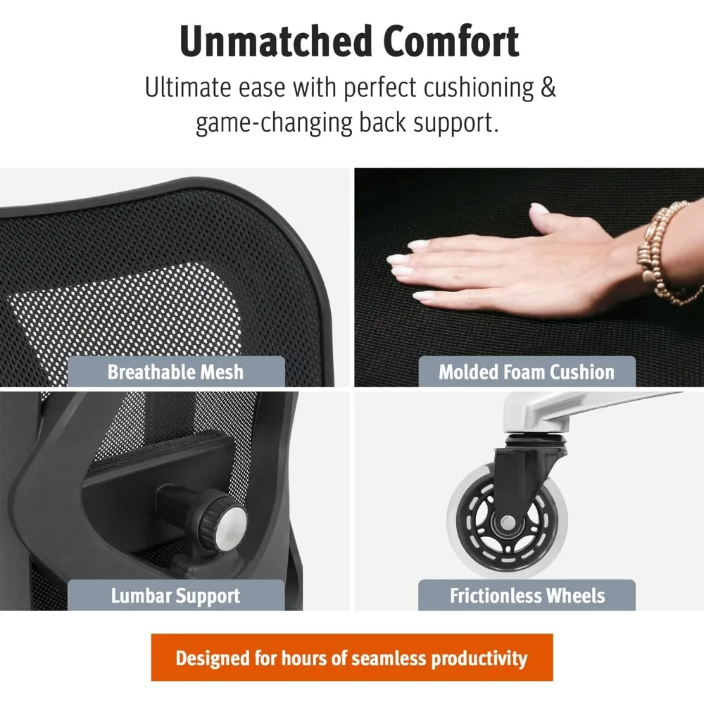 كرسي مكتب Duramont المريح - كرسي مكتب قابل للتعديل مع دعم قطني وعجلات دوارة - كراسي عالية الظهر مع نفس #6