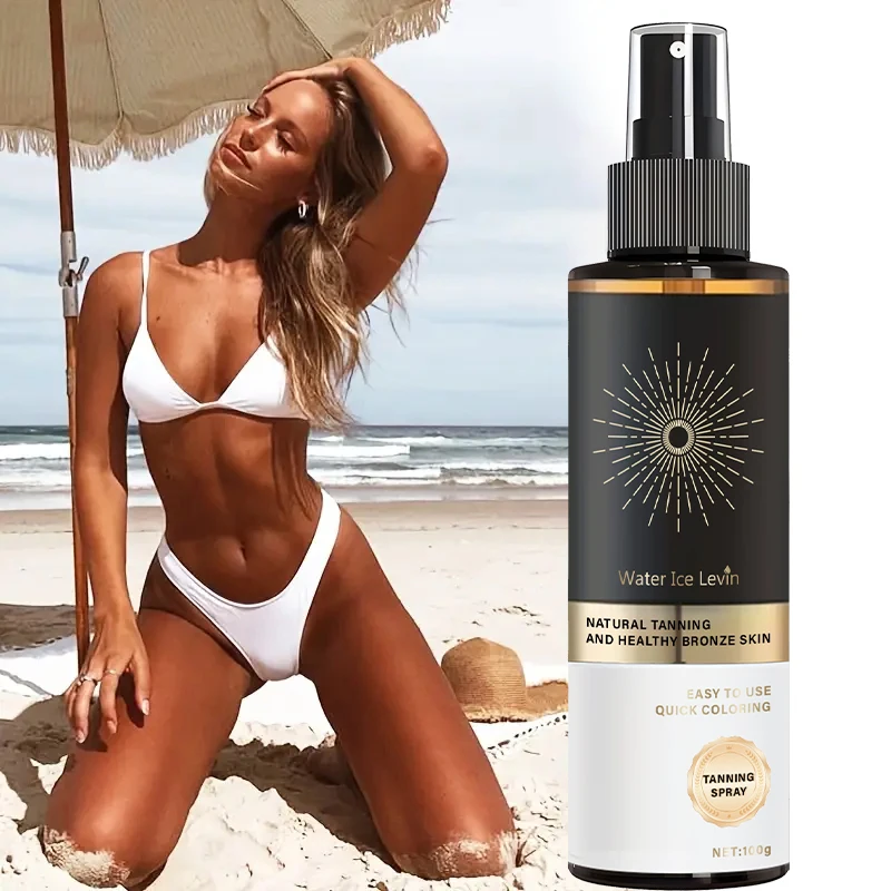 WaterIceLevin Natural Tanning Spray. Quick Bronze, Healthy Glow. Easy Use. Provides Streak-Free, Even, Natural Tan. 100ml