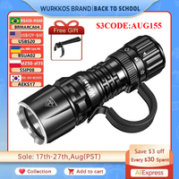 Wurkkos TD07 18350 Tactical Flashlight 1300LM 479M Long Range Rechargeable Lamp IP68 Mini Torch with Finger Ring Dual Switches
