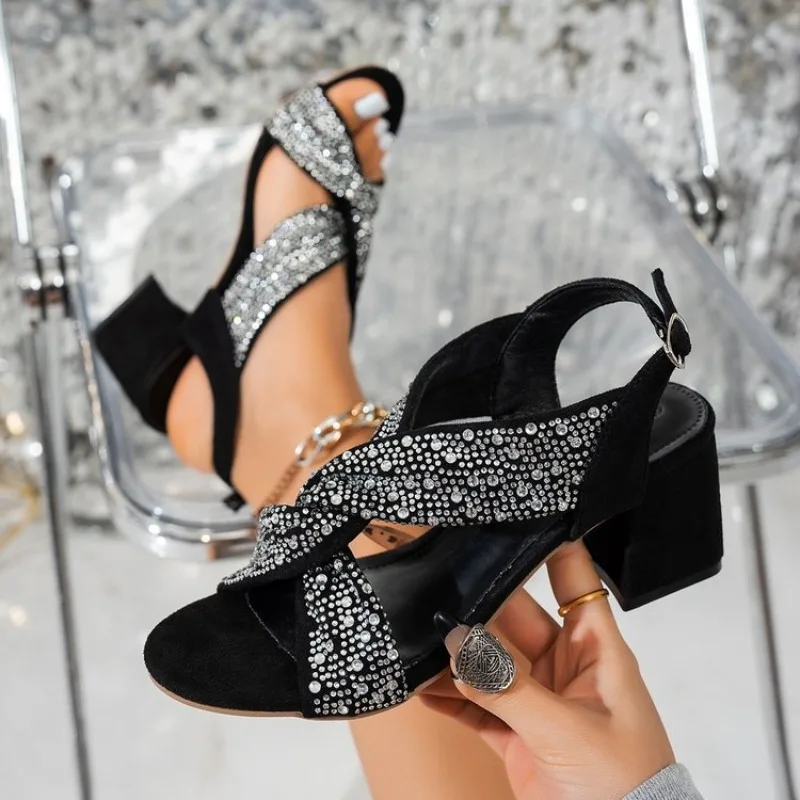 

Low Heel Shoes for Women Hollowed Out Embroidery Rhinestone Italian Design Gold Color Pointed-Toe Shoes and Bags Set Plus Siz 42