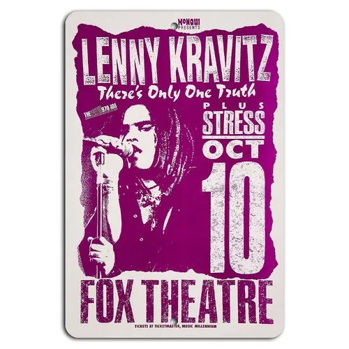 Lenny Kravitz Theatre Concert October 10 Metal Sign