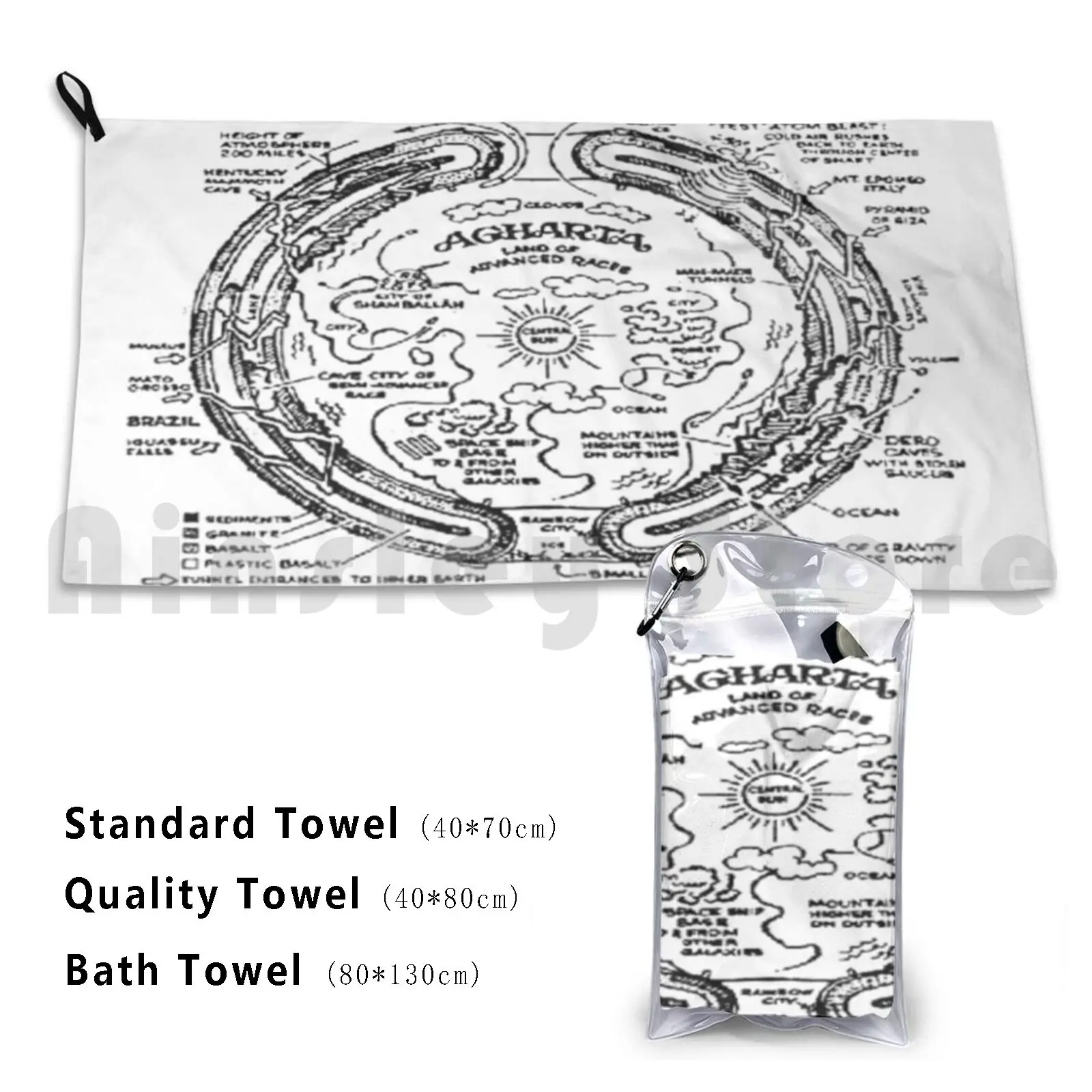 Agharta Bath Towel Beach Cushion Hollow Earth Agharta Underworld Secret