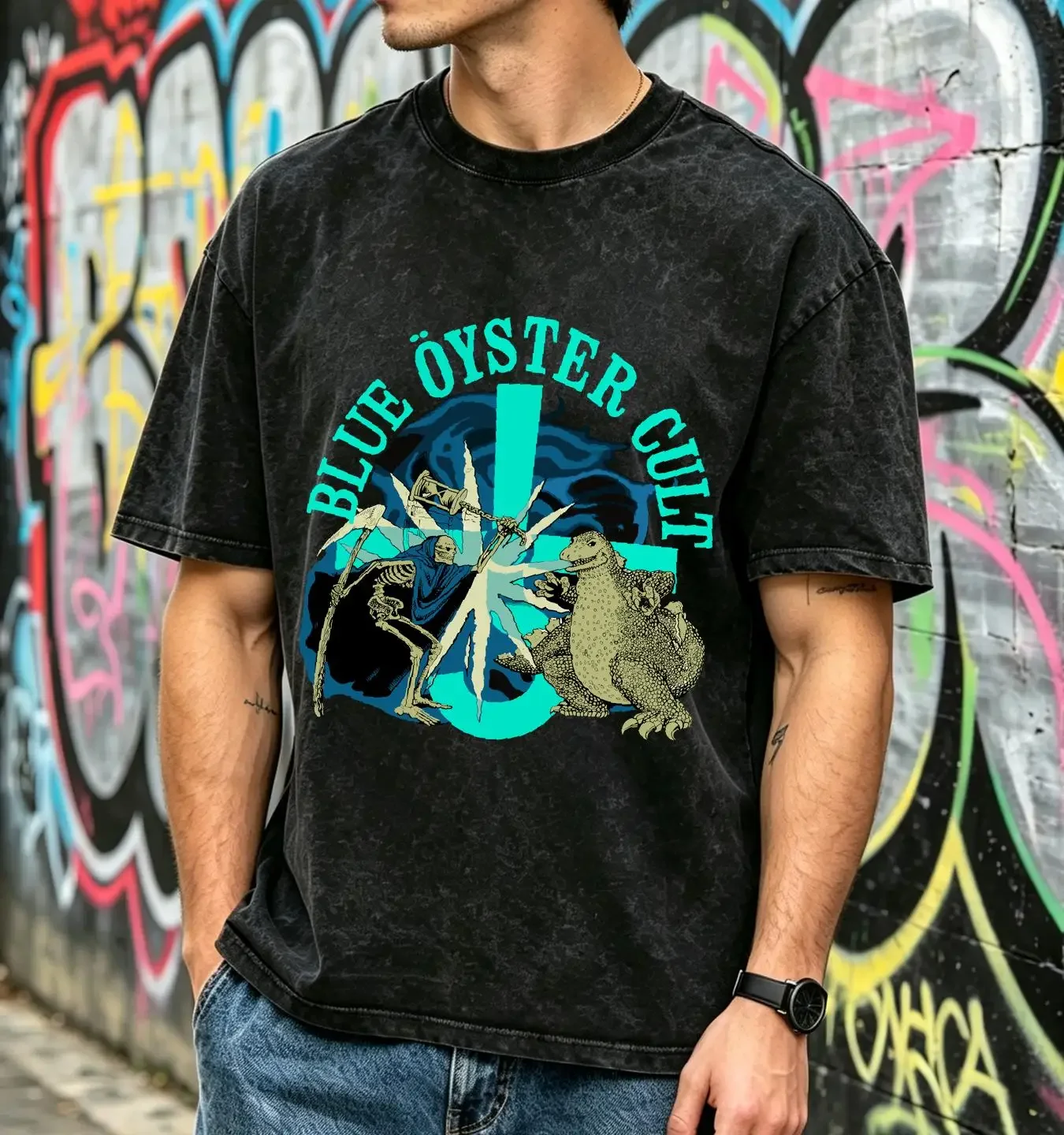 washed T Shirt HOT New Blue Oyster Cult Band Funny men Size S 5XL long or short sleeves vintage Washed homme streetwear