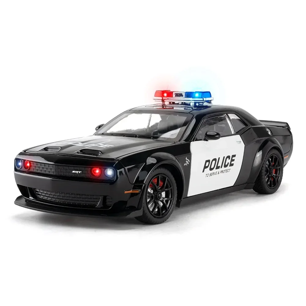 1:24 Dodge Challenger SRT Hellcat Polizeiauto Legierung Automodell Sammlung Miniatur Voiture Diecast Spielzeugfahrzeuge Junge