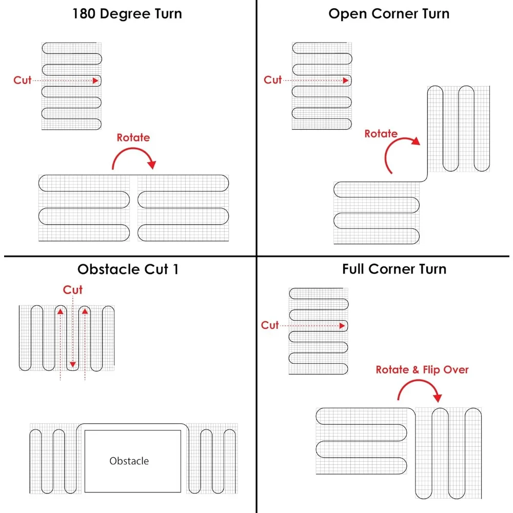 نظام تسخين الأرضية المشعة الكهربائية بطول 60 قدمًا مربعًا، مجموعة حصيرة لاصقة مدعومة 120 فولت لتدفئة المنزل بكفاءة #6