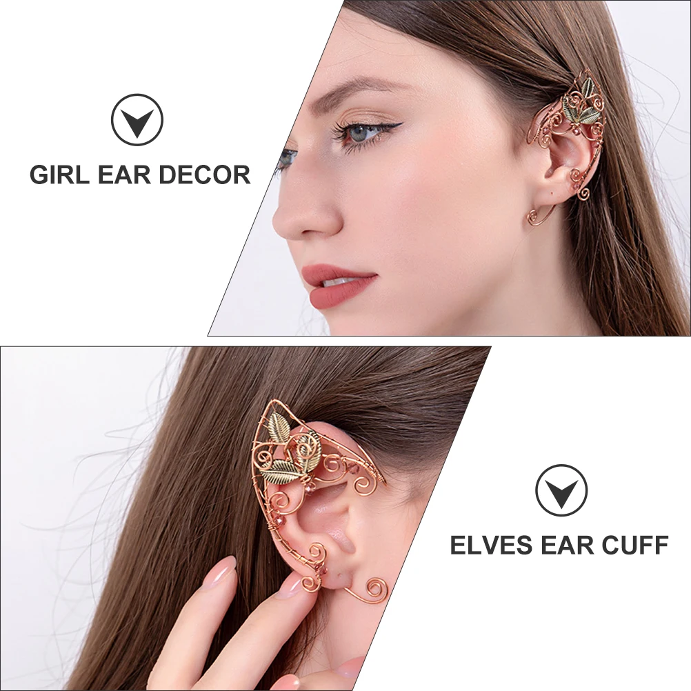 

2PCS Alloy Ear Clips Non-Piercing Elf Earrings Fashion Accessories Women Jewelry Comfortable Design Valentine Day Gift