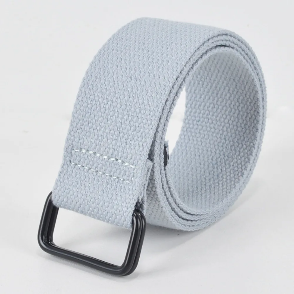 Fashion Free Punch Canvas Belt Double Ring Buckle Cotton Canvas Pants Belt Cloth Fabric Buckle Belt Men's