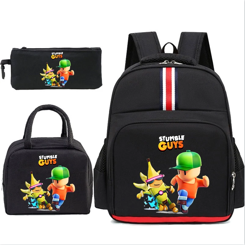 New Stumble Guys Print Backpacks Boys Girls Cartoon Game School Bags Children Multiple Pockets Fashion Anime Backpack 3pcs Sets