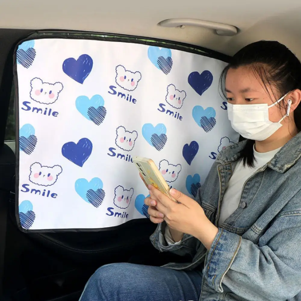 

UV Protection Cartoon Car Curtain Embedded Rail Thermal Insulation Side Window Sunshade Cover Universal Retractable