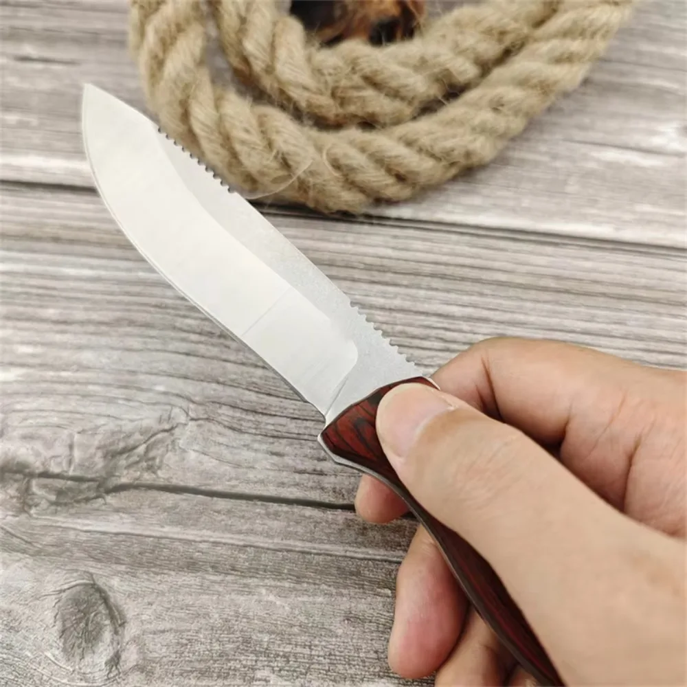 Flash Sale New Straight Knife CPM-S30V Stainless Steel  Cowhide Scabbard Outdoor Backpacking Hunting Fishing Holiday Gifts Tool view 2