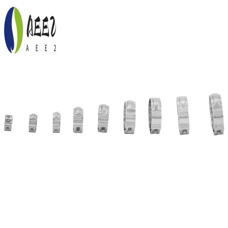 

AEE2-зажим для шланга с одним ухом из нержавеющей стали, 80 шт., 6-23,6 мм, набор хомутов для обжимного шланга, бесступенчатые ушные кольца, обжимные зажимы