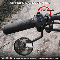 Mirror Flip For Honda Rebel CMX 250 300 500 Rebel250 Mirrors Extension Kit Rearview Mirror Down Bracket Flipped Mirror Mod
