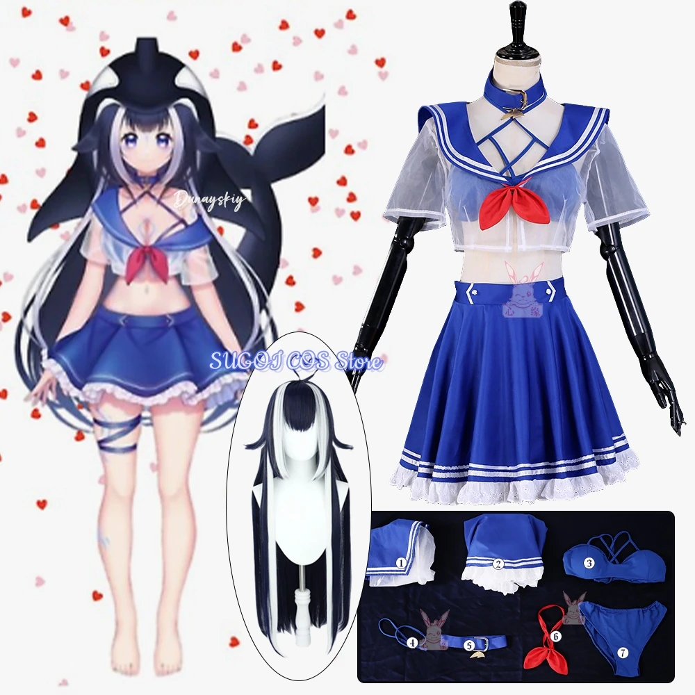 

Anime Virtual YouTuber Shylily Lily Cosplay Costume じらいけい Sailor Suits Summer Swimwear s-xl Bikini Woman Sexy Role-playing Suits