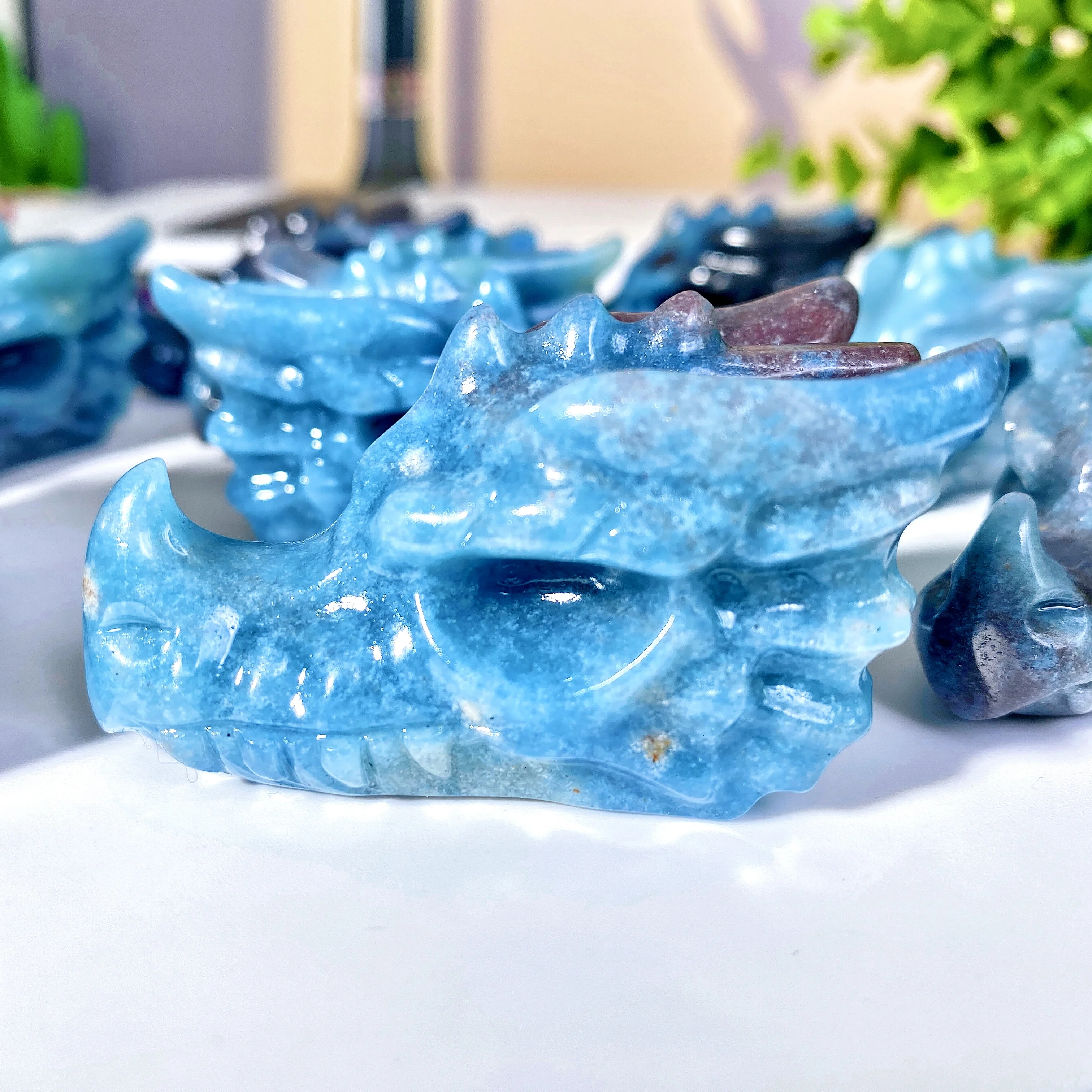 1PC High Quality Trolleite Dragon Head Natural Crystal Carving,Gemstone Jewelry,Glitter, Healing crystal, Birthday gift