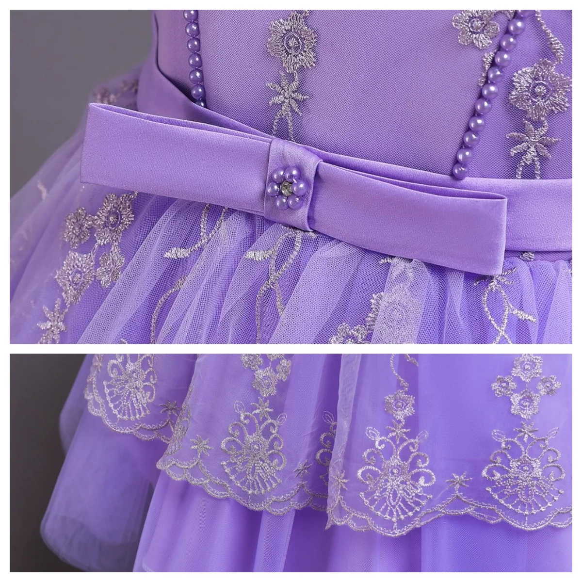 Baby Girls Party Party Princess Dresses For Christening Graduation Preschool 2 3 8 10 Years Children\'s Presentation Lilac Dress