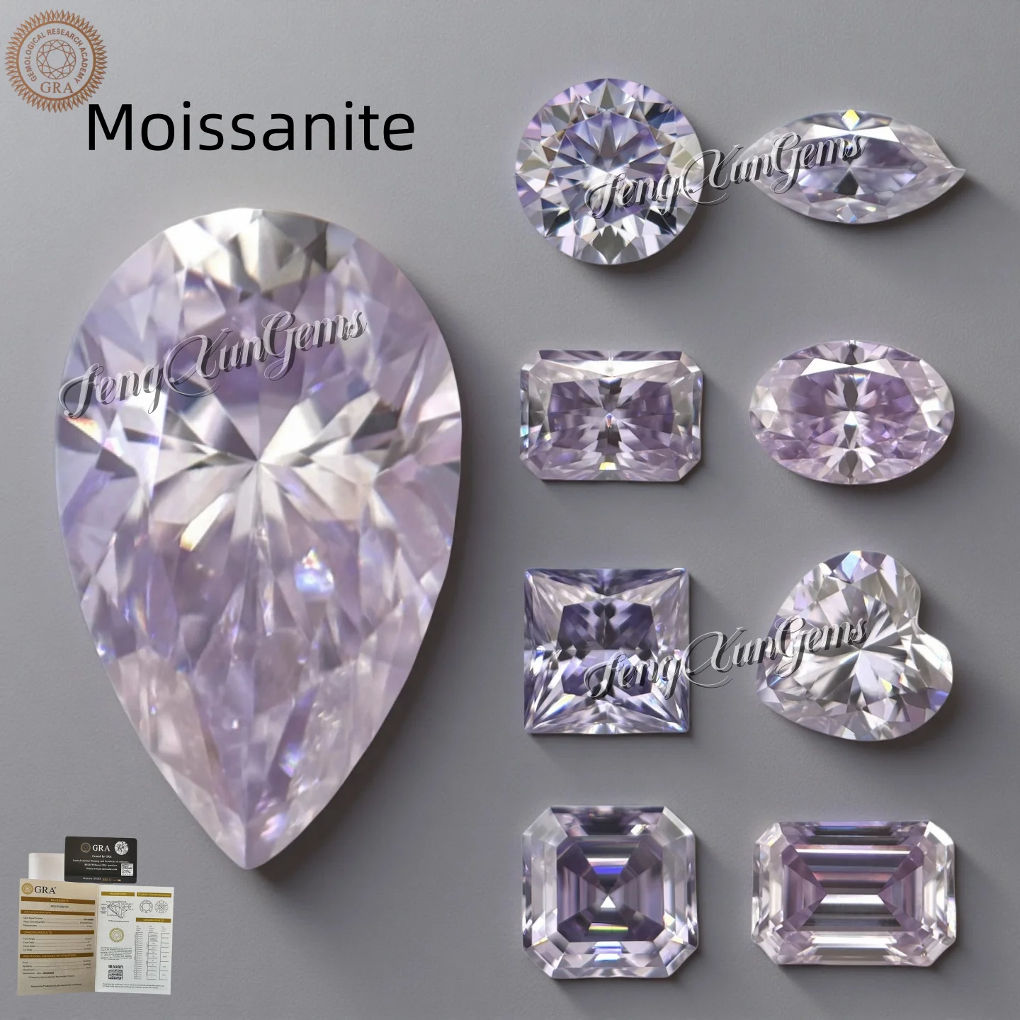 

Loose Moissanite Stone Oval/Heart/Round L- Purple 0.5ct~5ct Lab Grown Gems Pass diamonds test With Certificate For jewelry