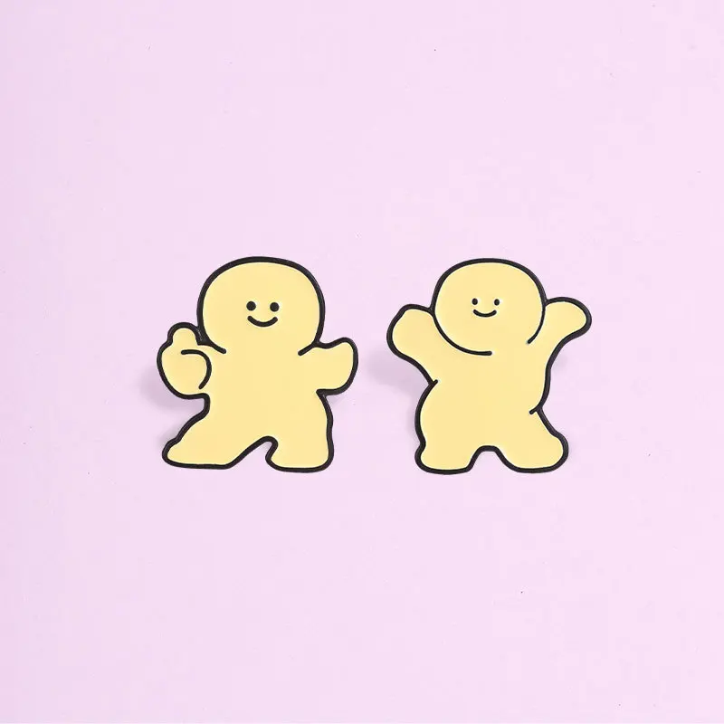 Unisex Cute Dancing Gingerbread Man Alloy Brooch Pin Cartoon Fun Metal Badge for DIY Hat Backpack Clothing Party Decorative