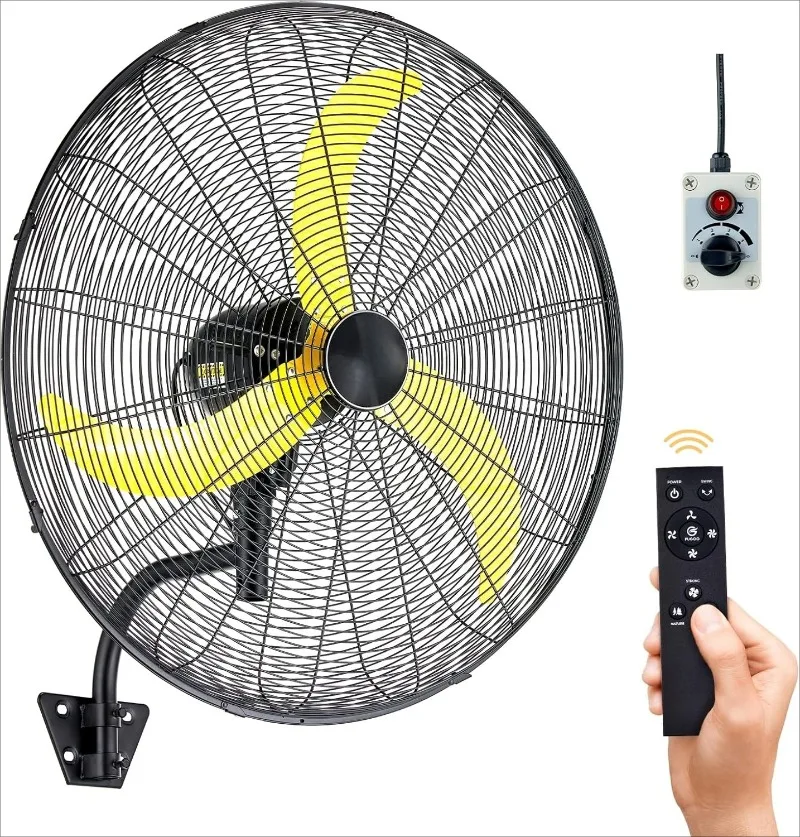 

30'' Oscillating Wall Mounted Fan With Remote Control,BLDC Motor, Large air flow range From 3200CFM to 8800CFM, 4-Speed Heavy Du