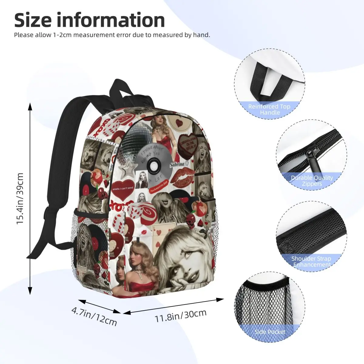 Sabrina Carpenter Backpack Student BookBag Children School Bag Laptop Shoulder Bags for Men Women