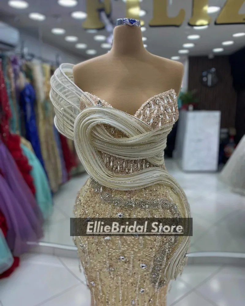 Потрясающие вечерние платья с блестками, роскошный наряд для вечеринки, на одно плечо, платья для выпускного вечера с кристаллами и русалкой, 2025 секунды, платье по индивидуальному заказу