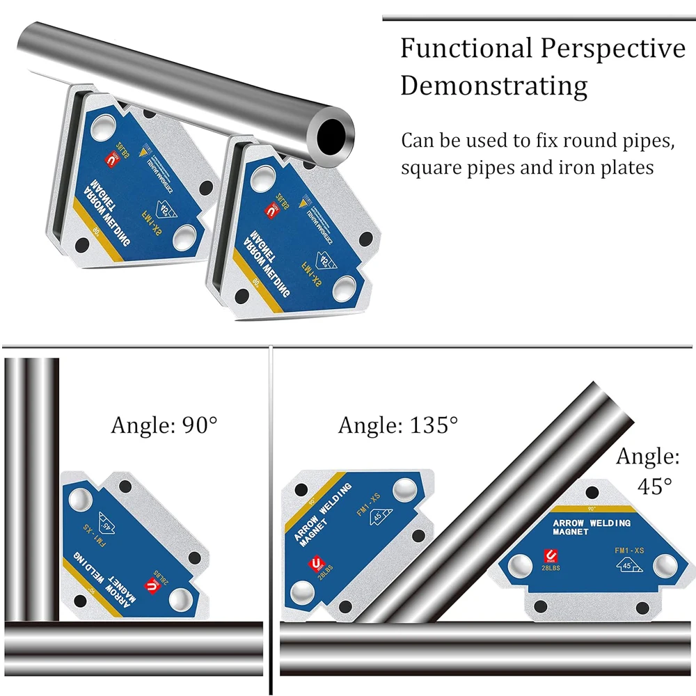 4pcs 28 lbs Welding Magnetic Welding Fixer 45° 90° 135° Multi-angle Magnet Weld Positioner Ferrite Auxiliary Locator Tools